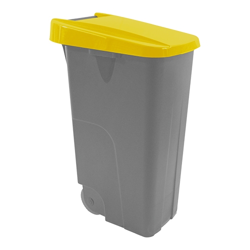 conteneur à déchets | 85L | couvercle jaune