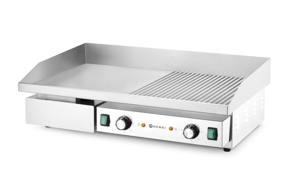 Grill - halb glatt - halb gerippt - 400V/4400W - 720x460x(H)241mm