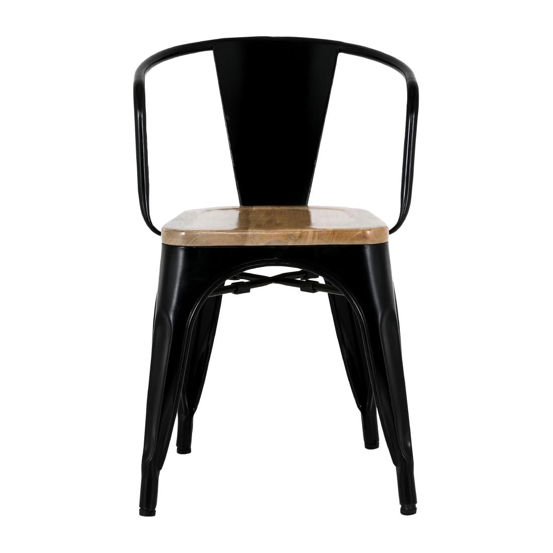 Bolero Bistro Curve Sessel Mit Mangoholz-Sitzauflage Schwarz (4 Stück)