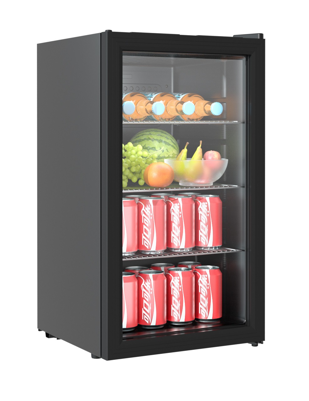 Réfrigérateur avec porte vitrée noir - 80 litres