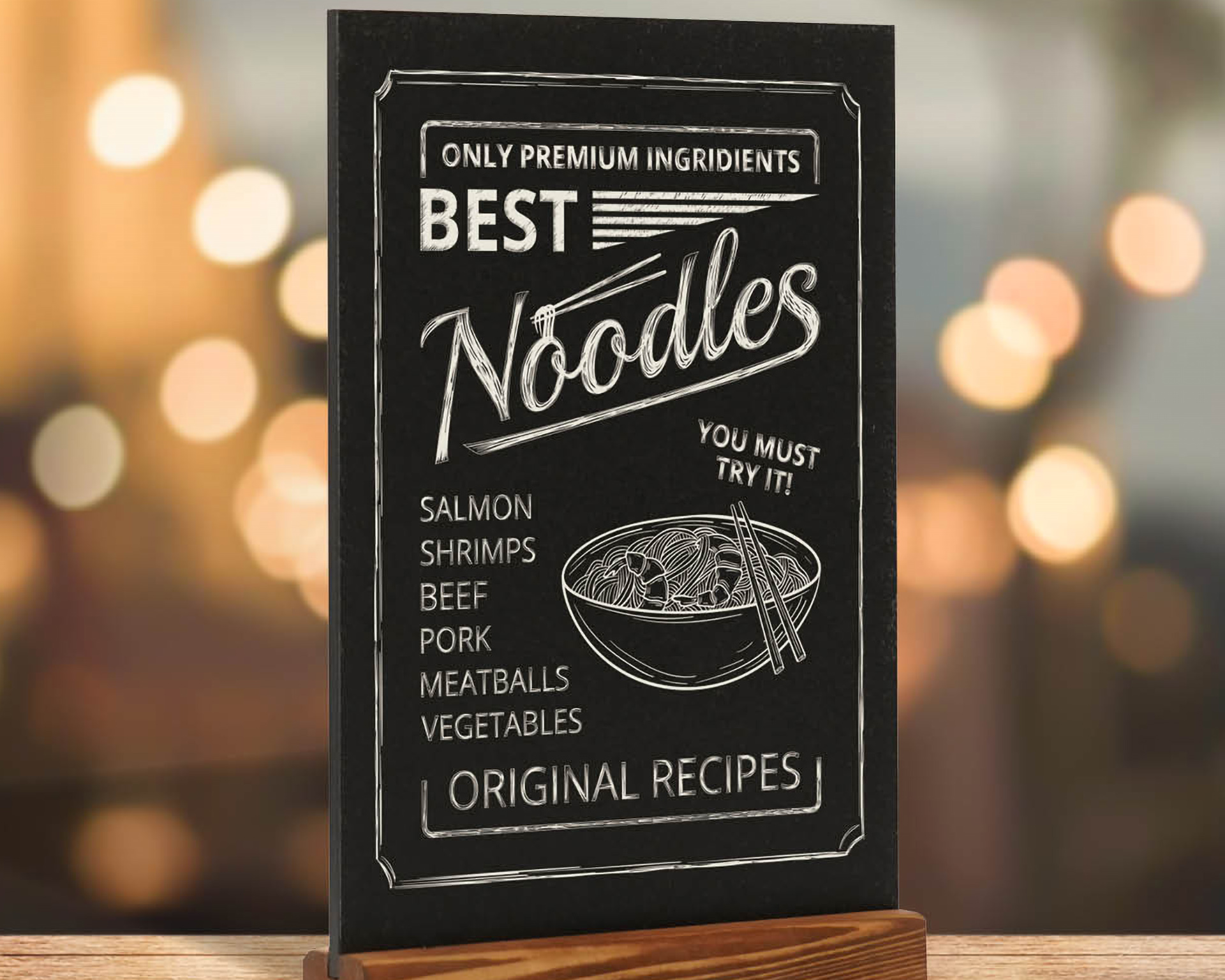 Tableau noir A4 format portrait - socle bois de pin