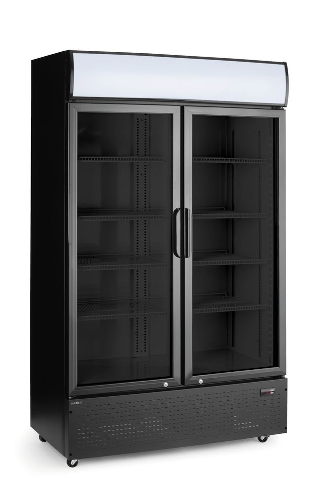 Backbar koelkast met lichtbak - dubbele deur - 512L - Zwart - 220-240V/510W - 1120x585x(H)1900mm