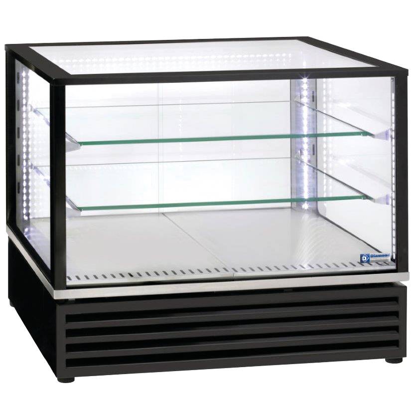 Kühlvitrine | Tischmodel | Led Licht | Schwarz | 3 Ebenen | 785x650x(h)735mm 