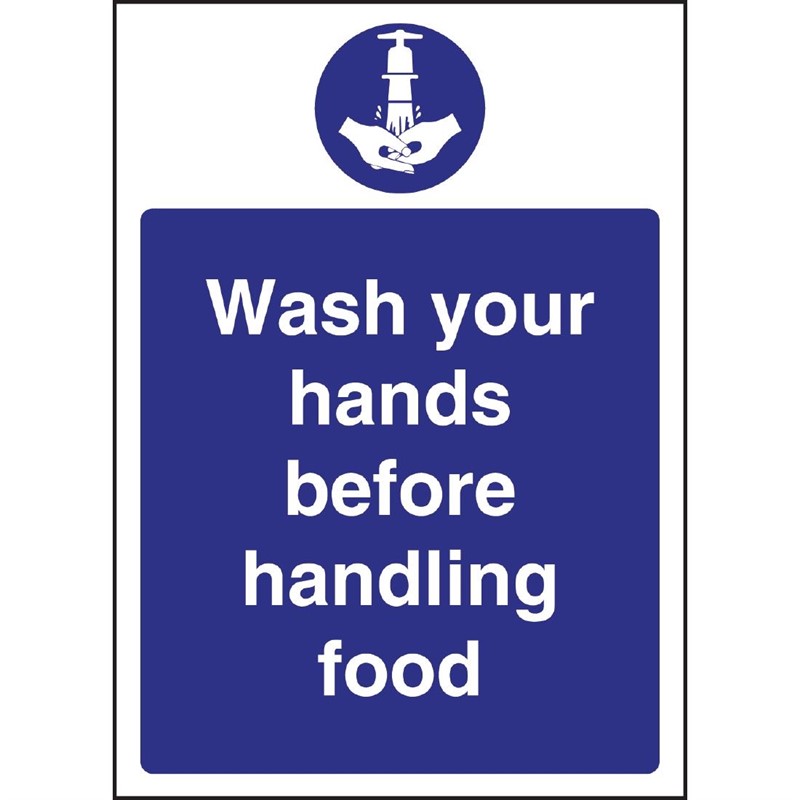 Vogue 'Wash hands before handling food' bord