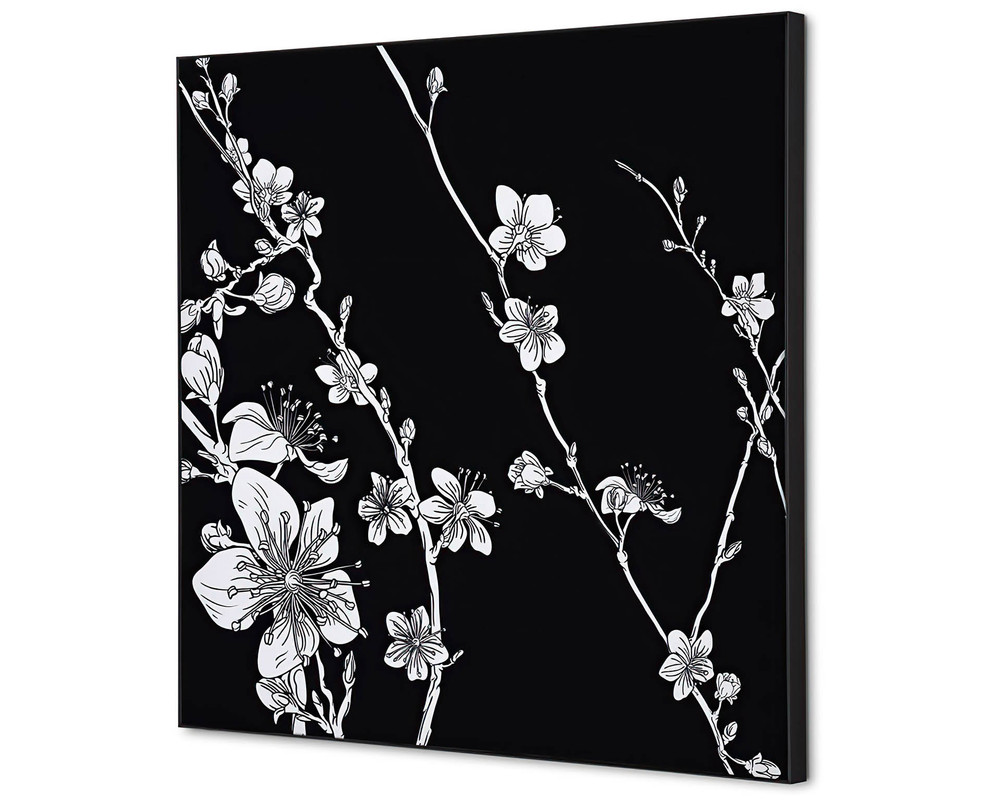 Wanddecoratie Japanse bloesem zwart - 400x400mm
