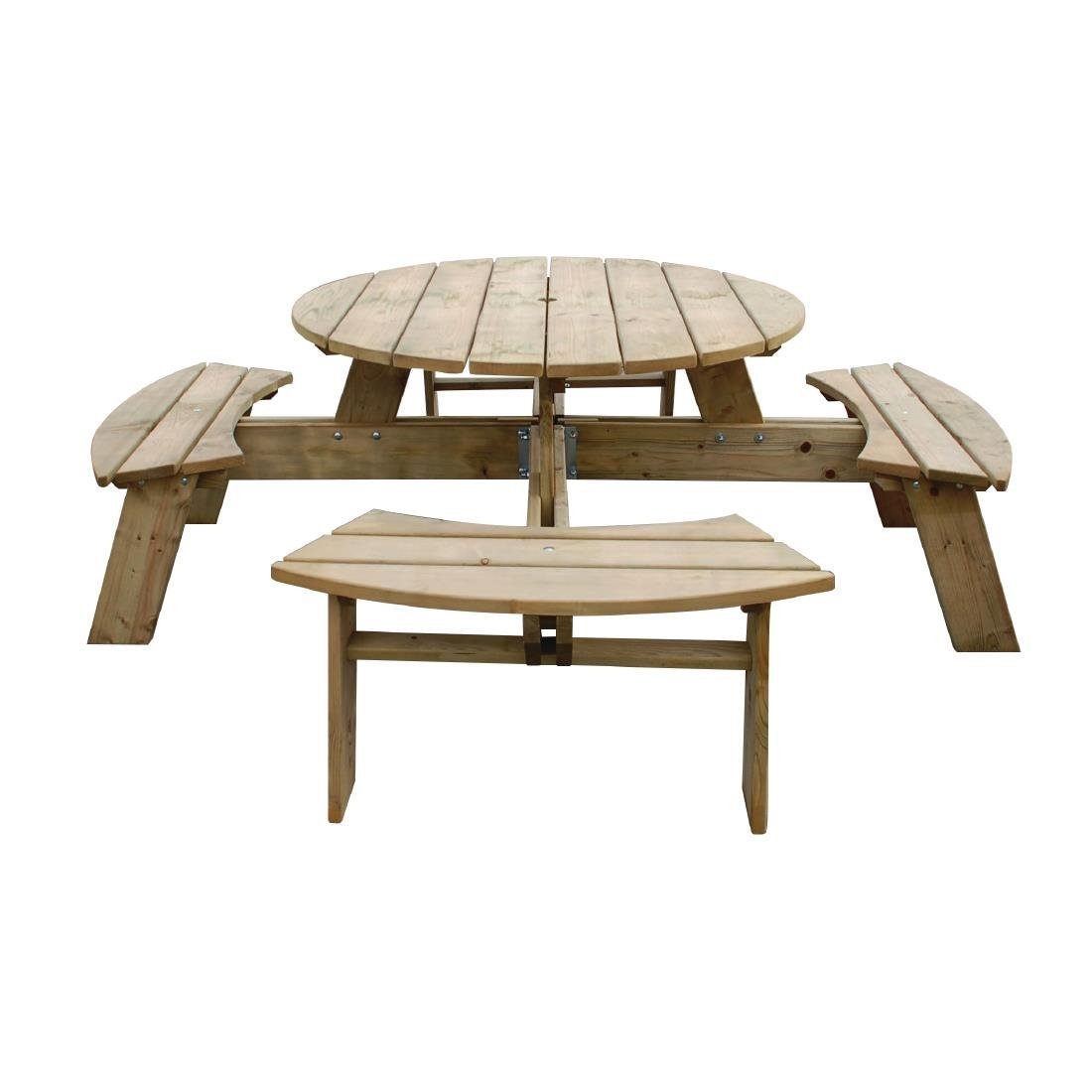Rowlinson ronde houten picknicktafel 200(Ø)cm