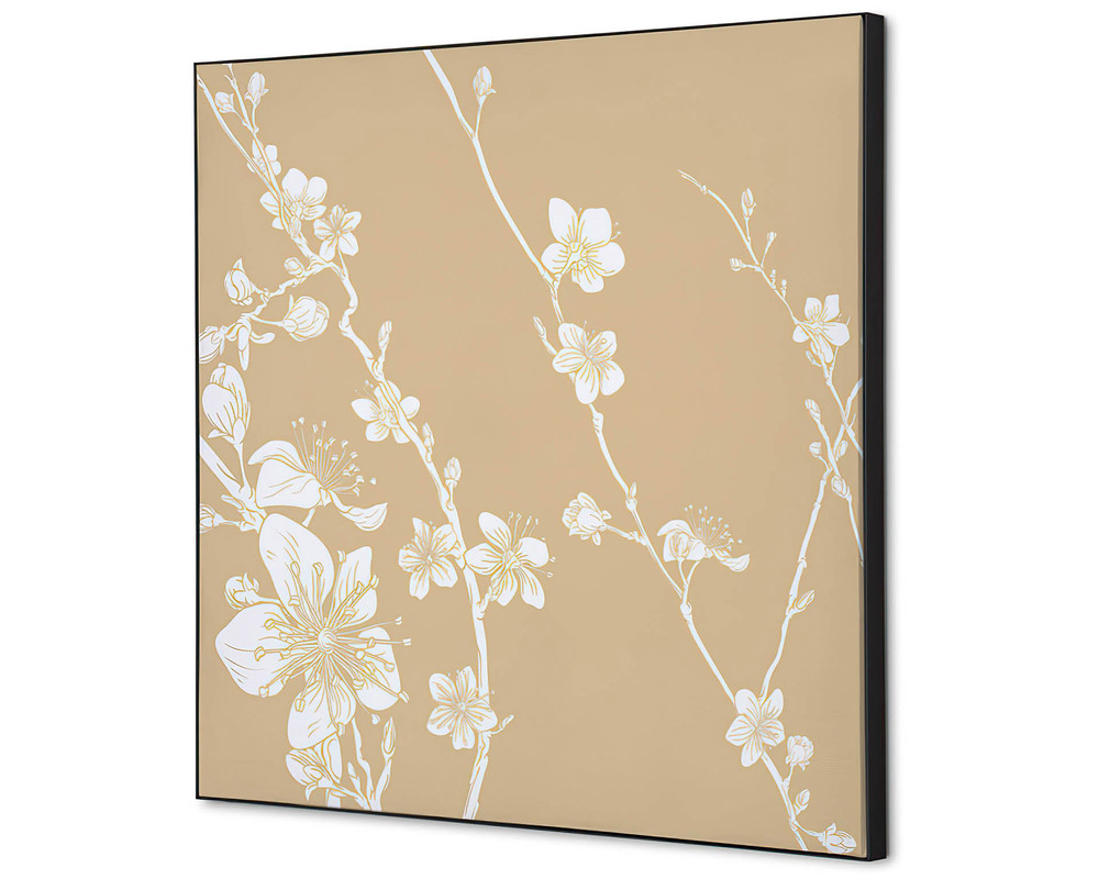 Wanddecoratie Japanse bloesem beige - 400x400mm