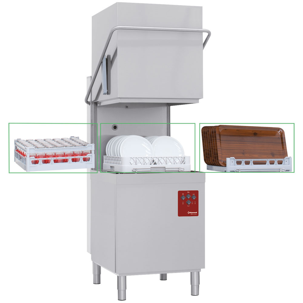 Kapvaatwasser, mand 500x500 mm "Full Hygiene", met doorlopende ontharder + damp condensor-recuperator