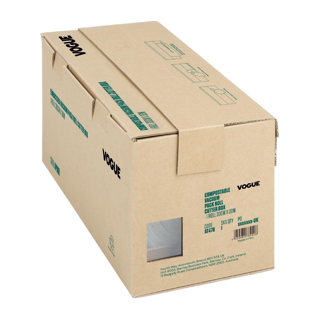 Vogue Kompostierbare Vakuum-Verpackungsrolle mit Schneidebox 30cm x 30m