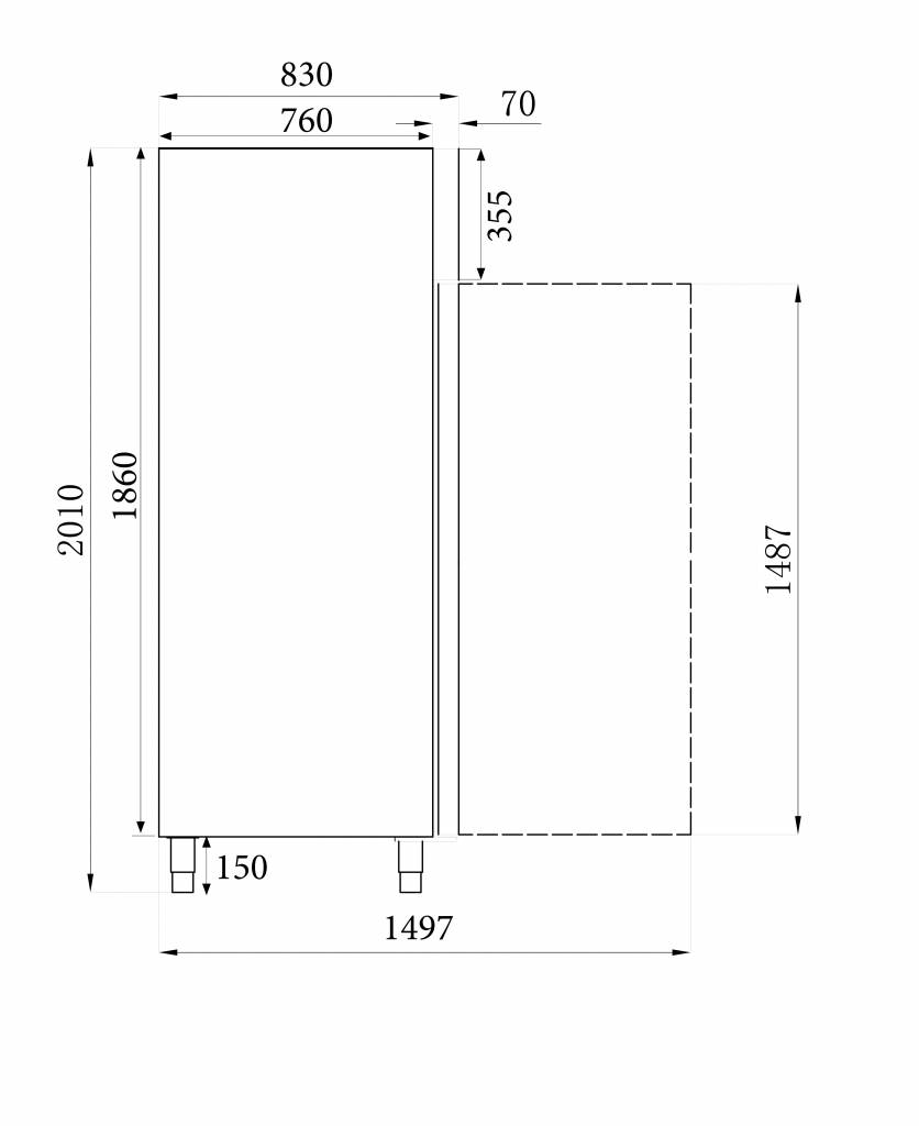 Congélateur 1 porte vitrée | 597 litres | 3 grilles 2/1GN | 740x830x(h)2010mm