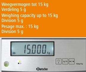 Elektronische Keukenweegschaal - Max. 15 kg - weergave vanaf 5 gr