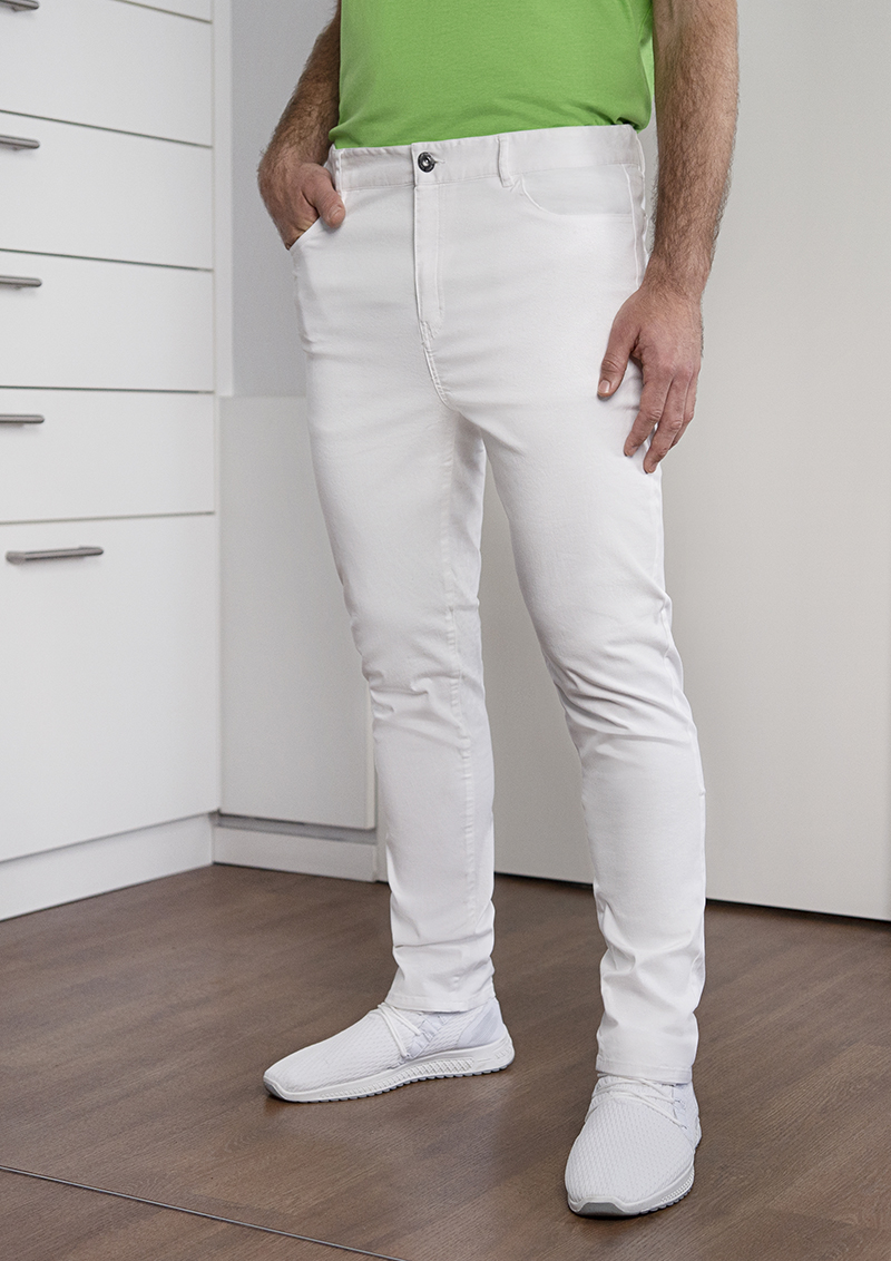 Klassieke Stretch Herenbroek Met 5 Zakken - Wit - 56