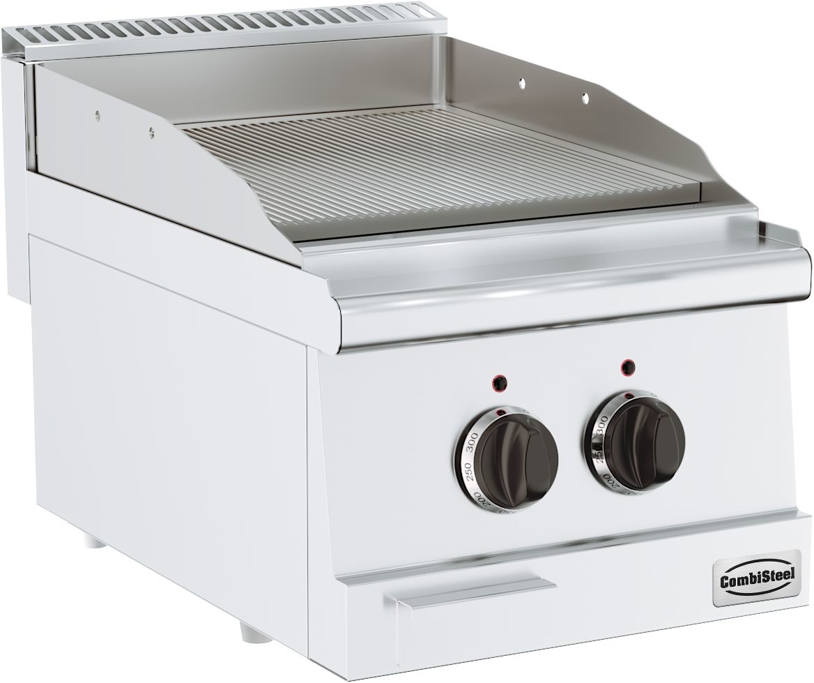 Base 600 Elektrische Bakplaat Tafelmodel - Geribd 3,6 kW - 400x600x(H)300mm