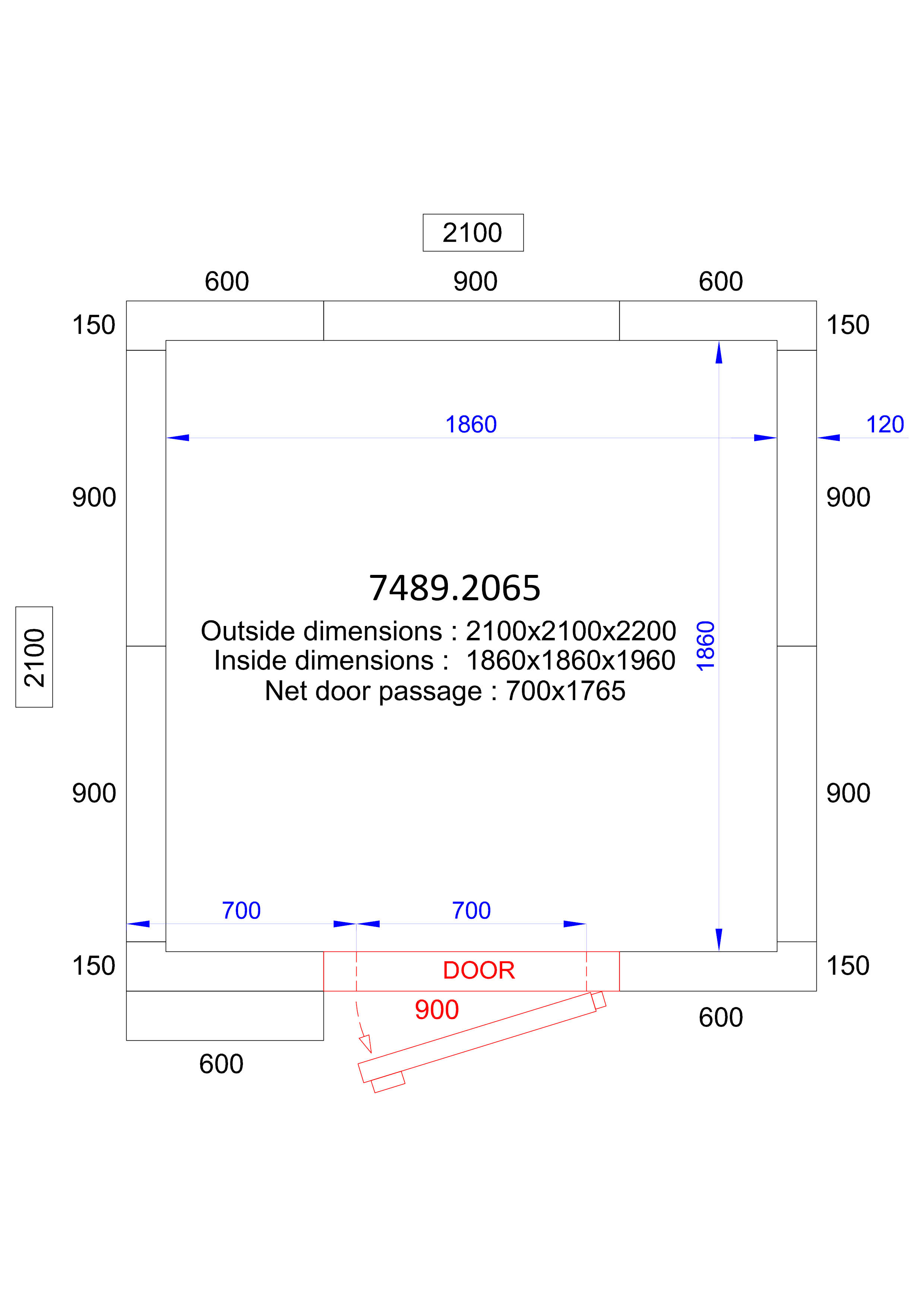 Koel/Vriescel 2100X2100X2200 - 120 Mm