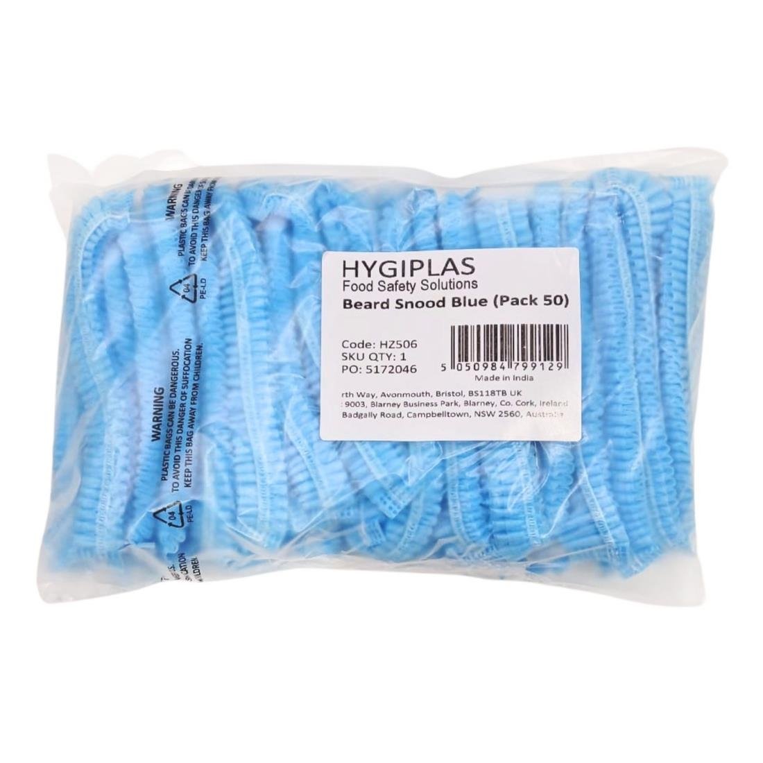 Couvre-barbes Hygiplas bleus (lot de 50)