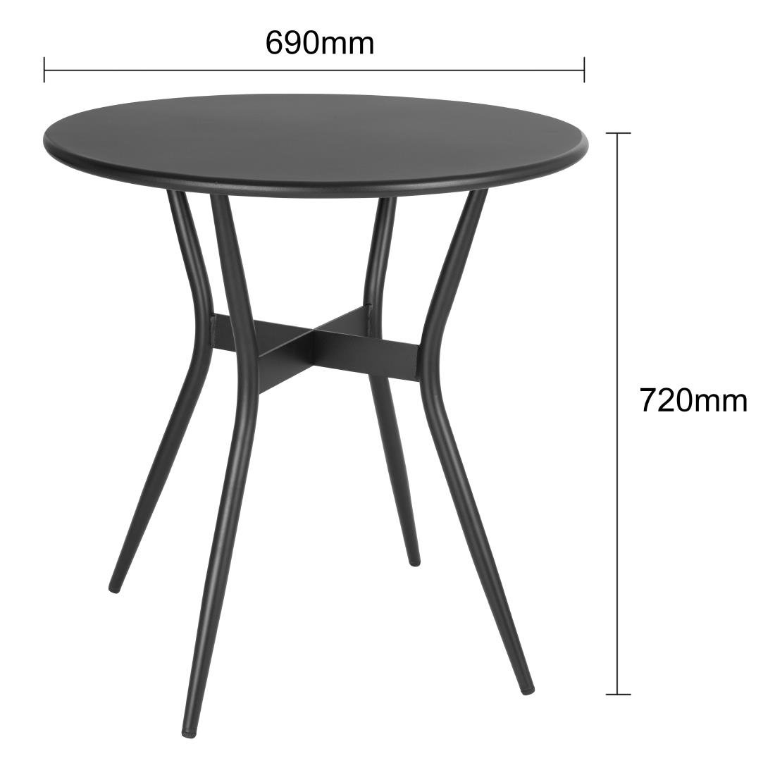 Bolero Santiago Outdoor-Tisch Schwarz 690mm