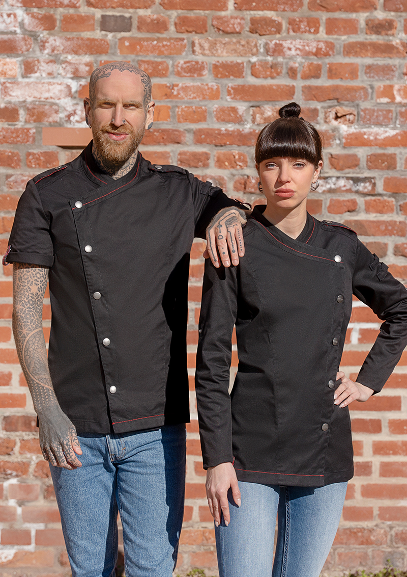 Langarm Damenkochjacke ROCK CHEF-Stage2 - Schwarz - 34