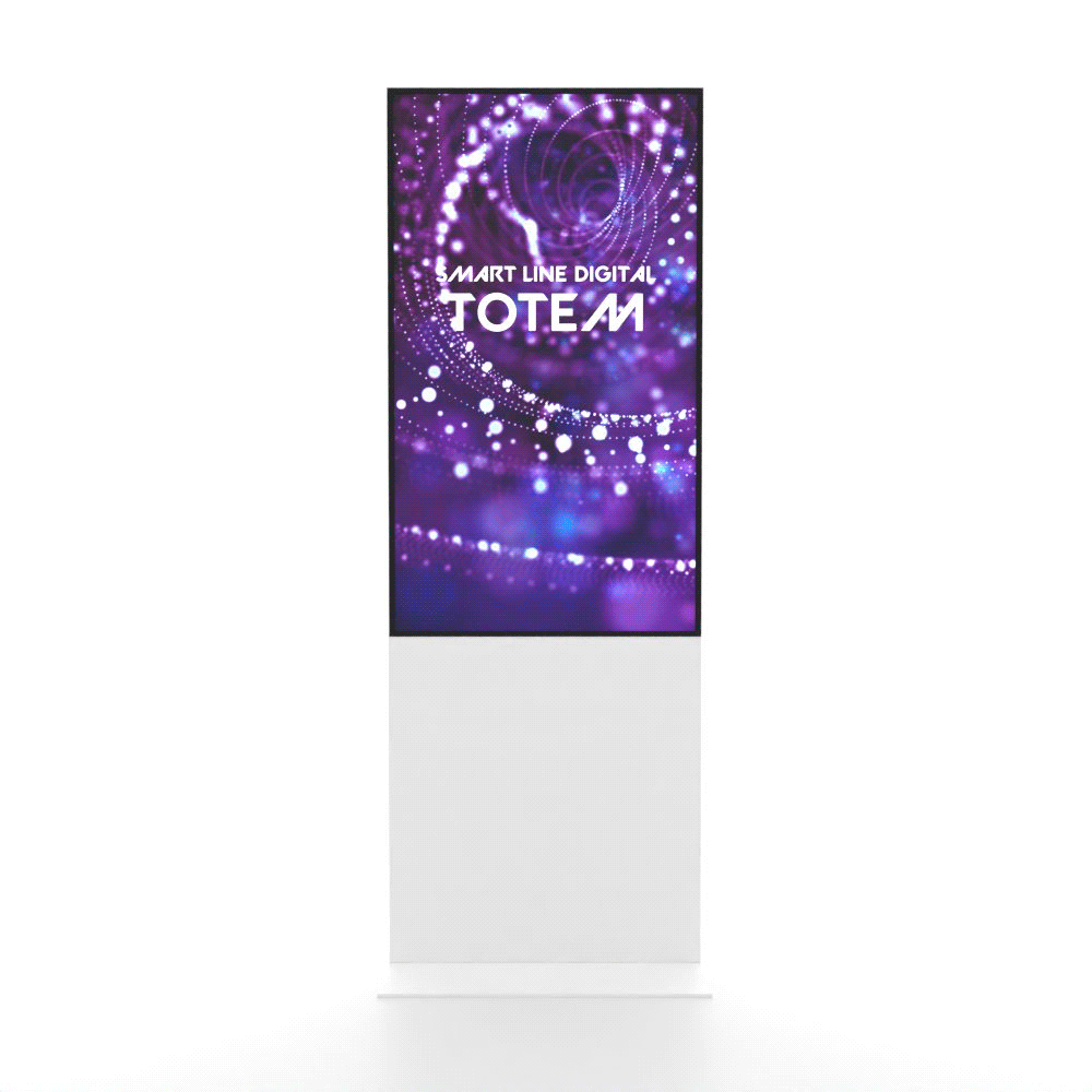 Totem numérique Smart Line avec écran Samsung 55" et écran tactile blanc