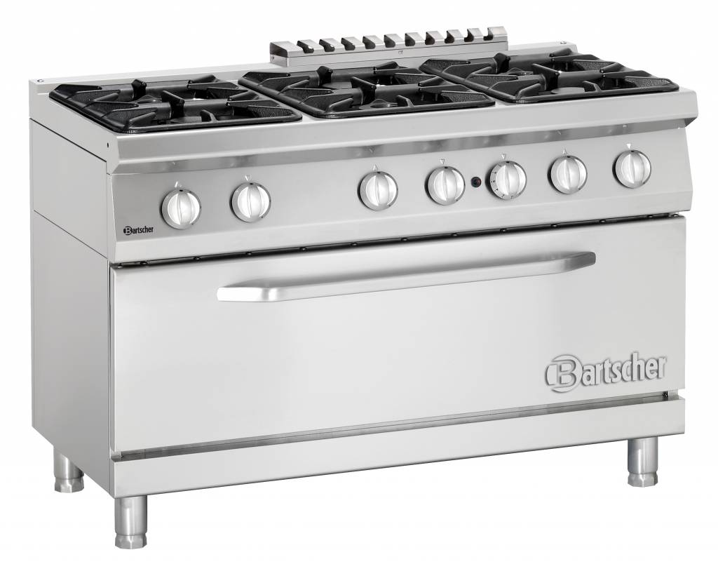 Gasfornuis 6 Pits + 1 grote Gasoven Serie 700 | 1200x700x(H)850-900mm
