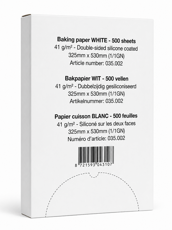 Bakpapier 1/1GN 32,5x53 cm - 500 vellen - Dubbelzijdig Siliconen Gecoat - 41 g/m² - ProSelect

