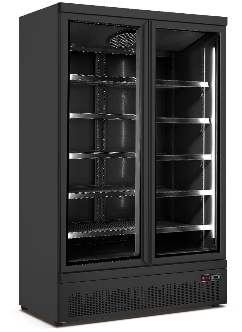 Kühlschrank Schwarz | 2 Glastüren | GTK 1000 | 1000 LITER | 1253X710X(H)2003MM