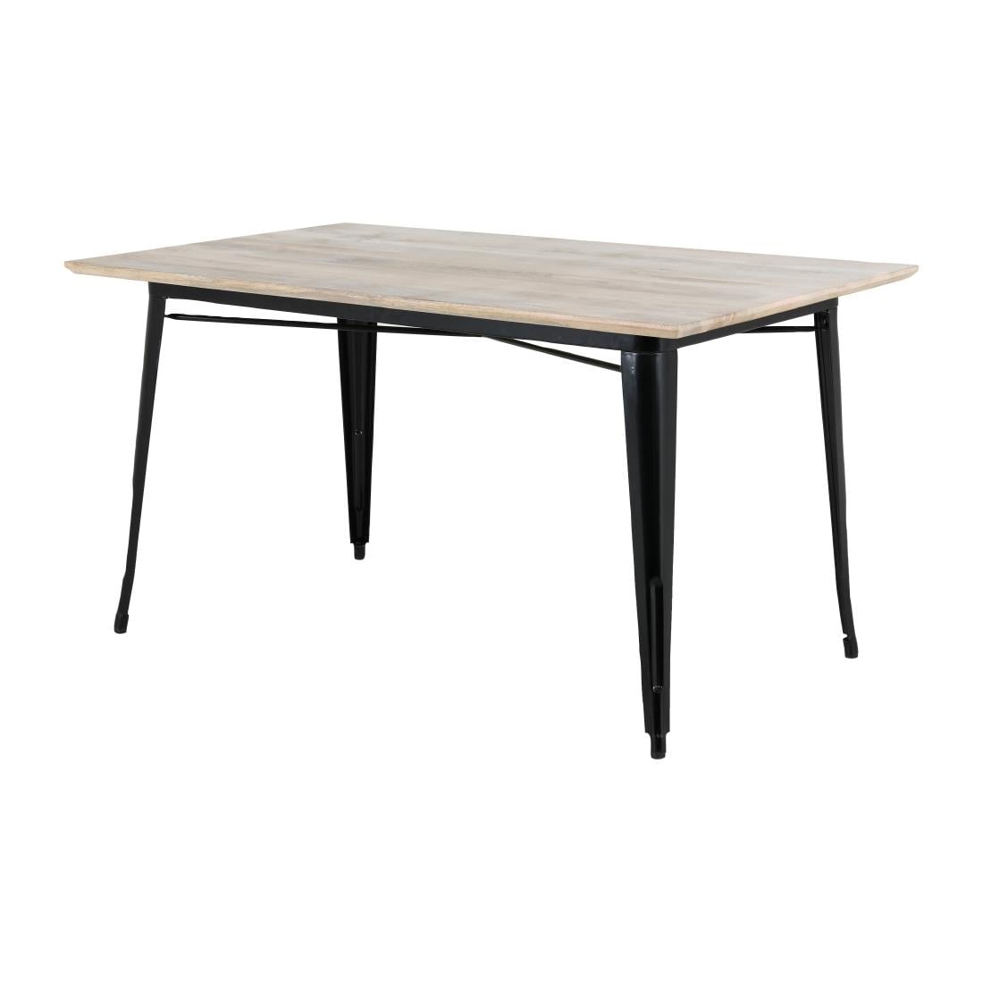 Bolero Bistro Esstisch Mangoholzplatte Schwarzer Rahmen 1450mm