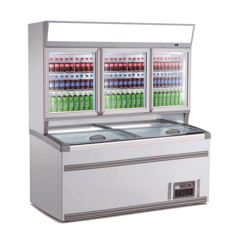 Réfrigérateur Libre Service Haut | Congélateur bas | Blanc | 3 Portes Vitrées | 2104x890x(H)2000mm