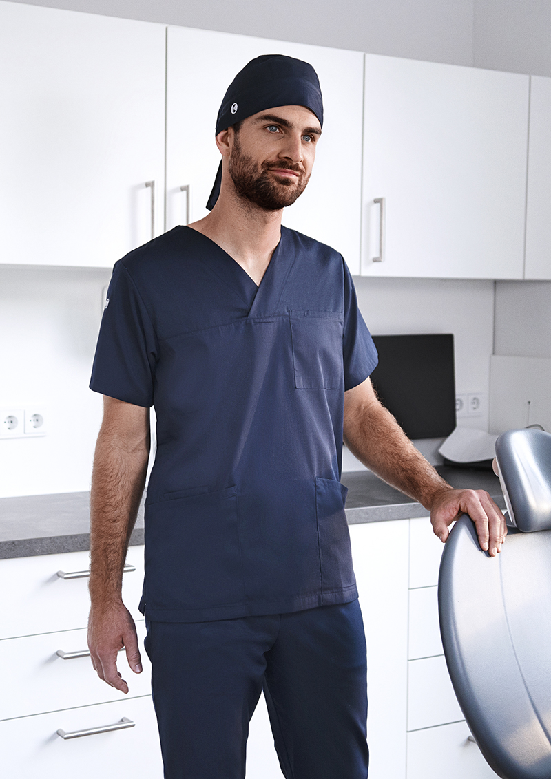 Kurzarm Herren-Schlupfkasack Essential, aus nachhaltigem Material - Marine - L