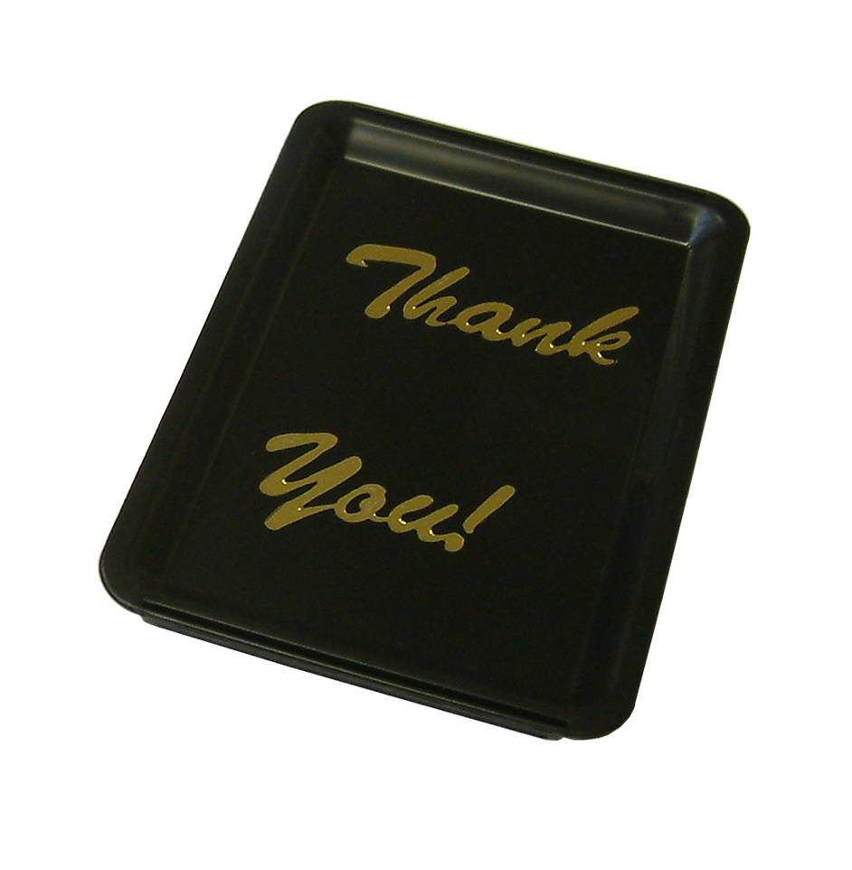Tip Tray 'Thank You' | 16x11cm | Zwart met goude letters