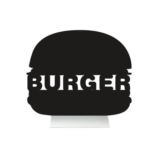 Tisch Kreidetafel Aluminium Silhouette Hamburger | Inkl. Kreidestift