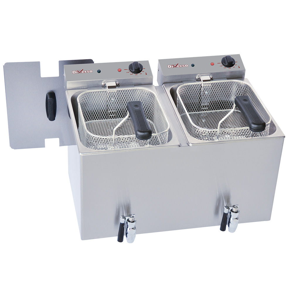 Elektro Tischfriteuse 2x 8 Liter + Ablasshahn