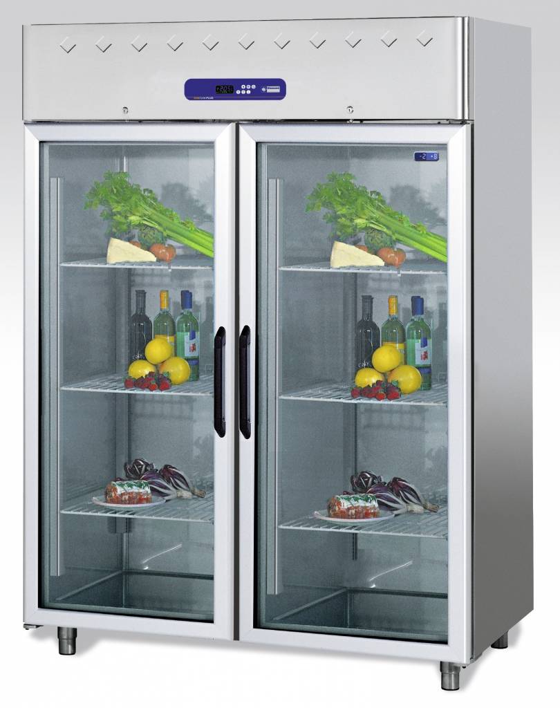 Kühlschrank mit Glastüren | Edelstahl | 1400 Liter | 1500x820x(h)2030mm | DeLuxe