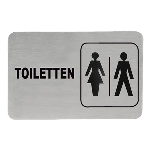 Panneaux de texte autocollants en acier inoxydable | Toilettes
