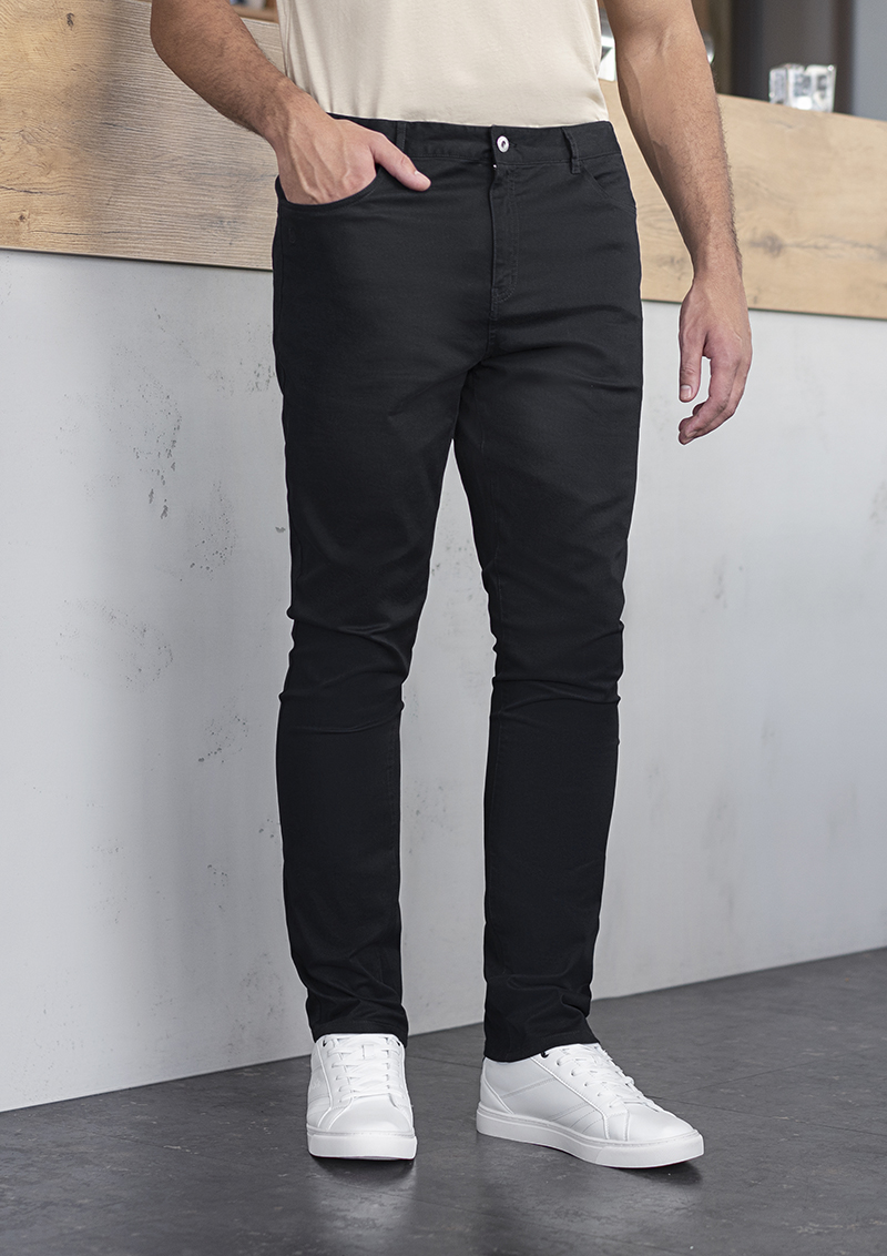 Herren 5-Pocket-Hose Classic-Stretch - Schwarz - 48/l