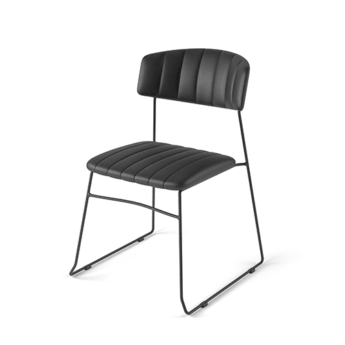 Mundo chaise empilable, Noir, revêtement en cuir synthétique, ignifuge, 54x55x79cm (BxTxH), 53002