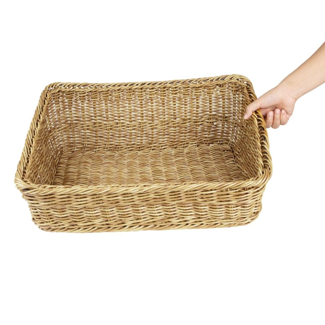 Olympia Polyrattan Rechteckiger Präsentationskorb Hellbraun 525x385mm