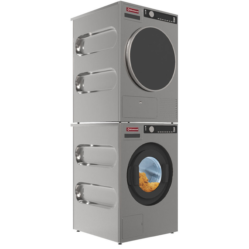 Waschmaschine 6,5 kg "Edelstahl-Titanium", mit Ablaufpumpe - 595x591x(h)865mm