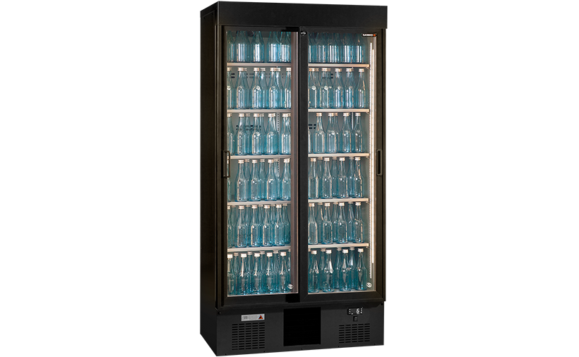 Flaschenkühlschrank 2 Schiebetüren Anthrazit | Gamko MG3/500SD | 900x530x(H)1800/1825mm
