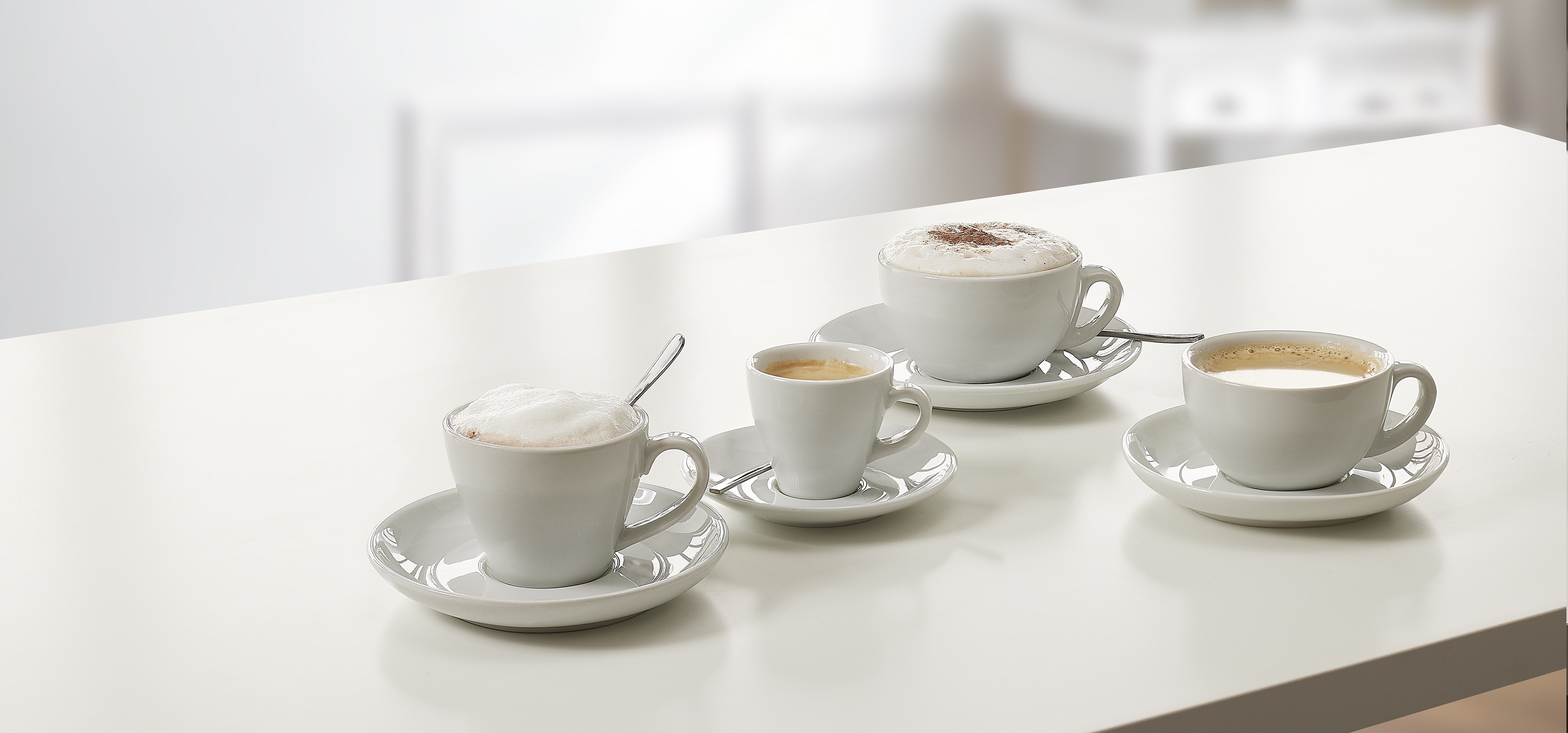 Cappuccino Obertasse Set ITALIA WHITE, 280 ml, Set á 6 Stück, Porzellan