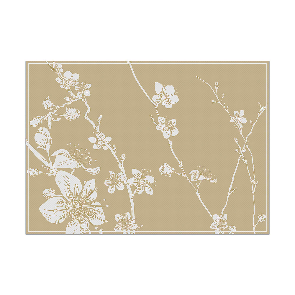 Set de table abstrait fleurs de cerisier japonais beige