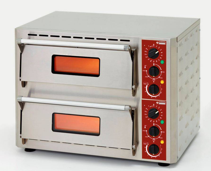 Pizza Oven Dubbel Elektrisch | RVS | Pizza Ø43cm | 670x580x(H)500mm