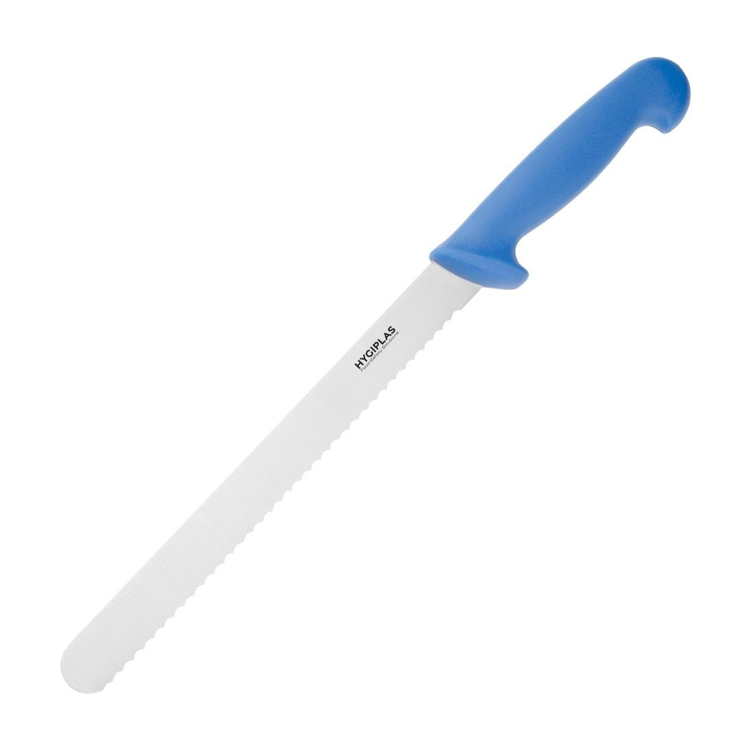 Couteau à génoise dentelé Hygiplas bleu 254 mm