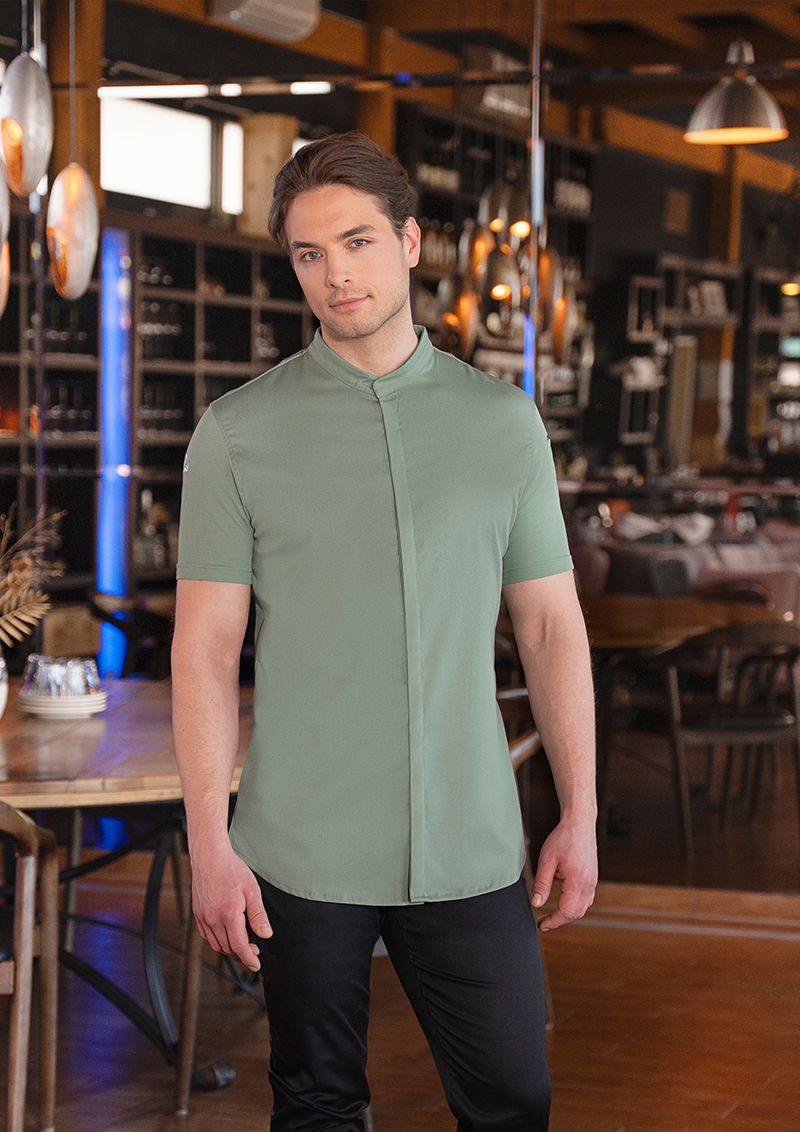 Veste de cuisine à manches courtes pour hommes DIAMOND CUT Avantgarde - Vert Pastel - 44
