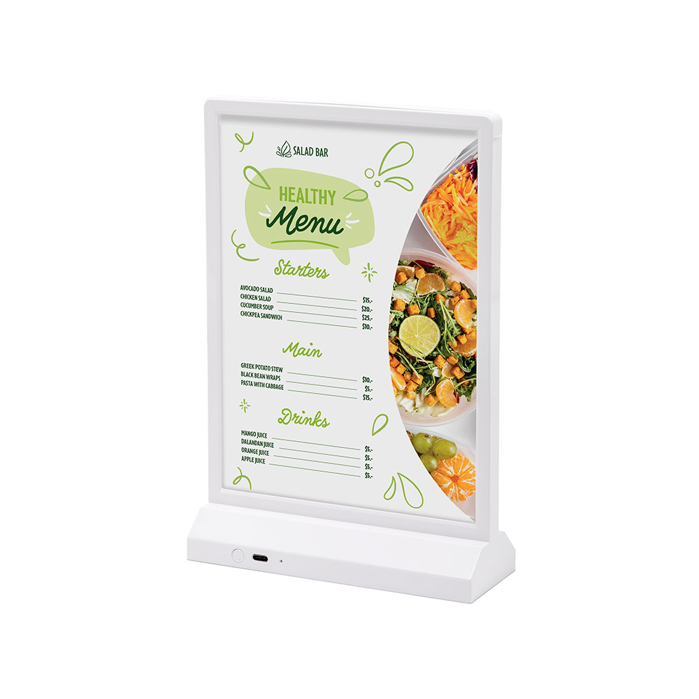 LED T Aufsteller - A5 Hochformat Weiß