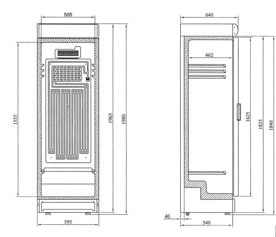 Koelkast - 380 Liter - Glazen deur - 59,5x60x(h)198cm - Omkeerbare Deur
