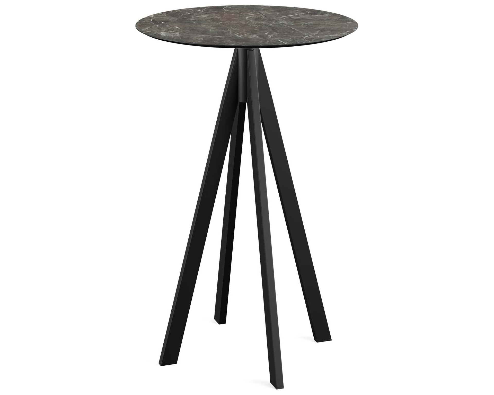 Table de bar Infinity piètement noir + plateau Galaxy Marble HPL Ø70cm