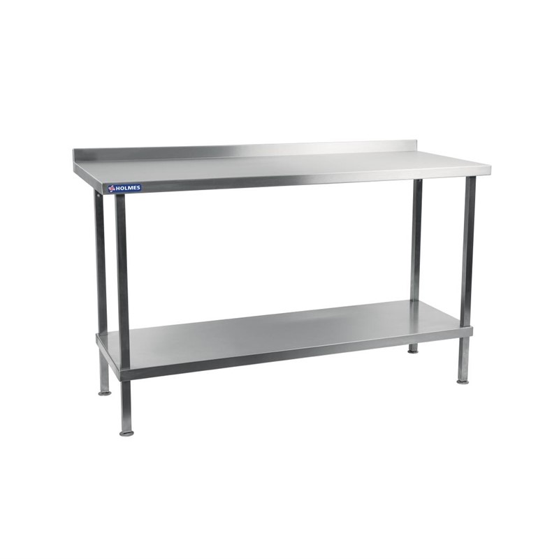 Table de travail soudée en acier inoxydable avec bord anti-éclaboussures et étagère inférieure - 1200x600x (H)1200mm