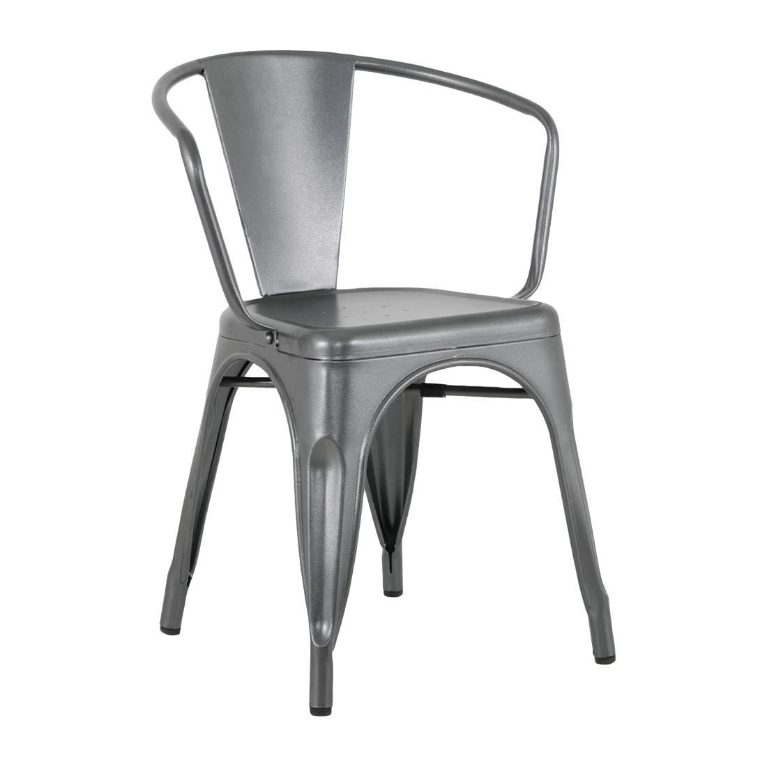 Bolero Bistro Curve Fauteuils Gunmetal (lot de 4)