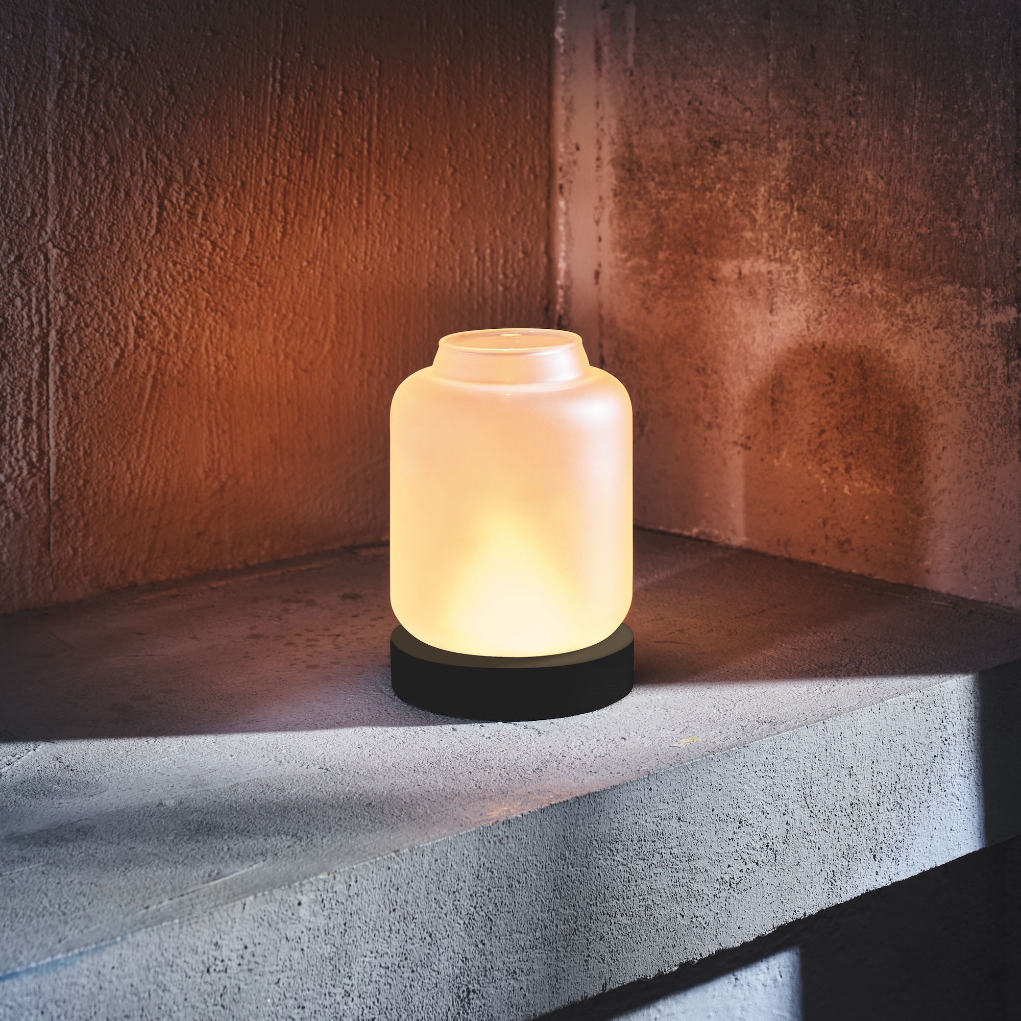 Kaarsenhouder mat wit YUYU, Ø 9 cm, hoogte 13 cm, glas