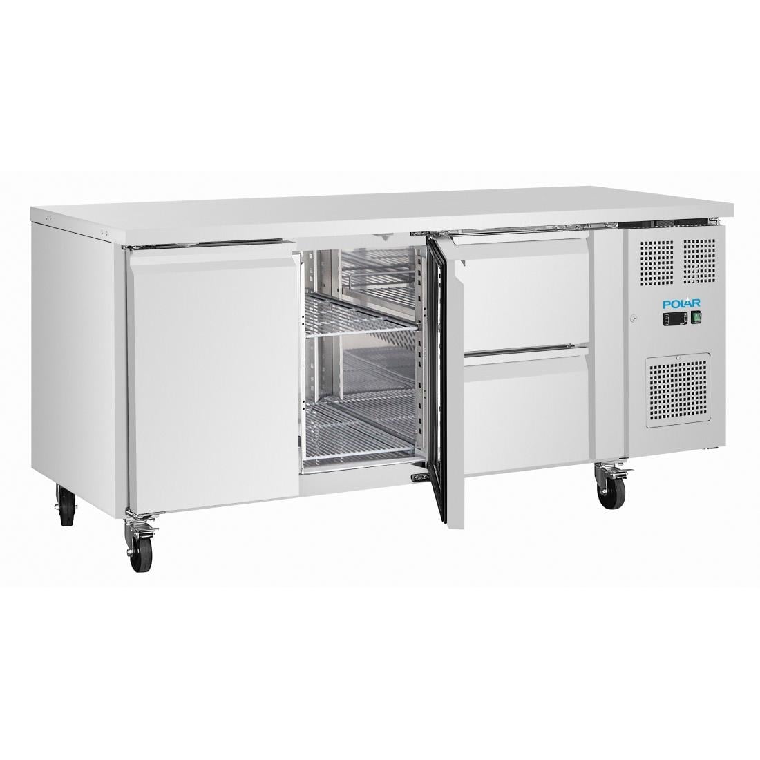 Table réfrigérée positive Polar série U 2 portes 2 tiroirs 242 L